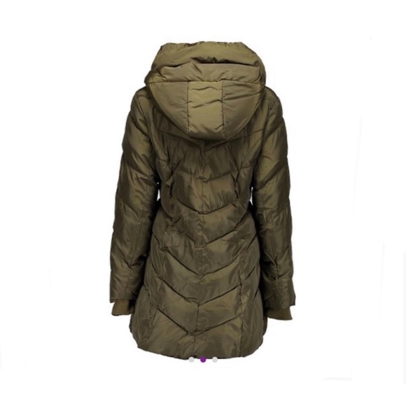 NWT Steve Madden Chevron Quilted Puffer Coat ~ Olive Green - Picture 4 of 16